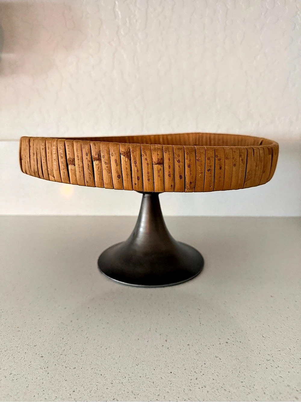 Woven Brown & Black Pedestal Decor